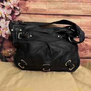 B. Makowsky Black Leather Claremont Shopper